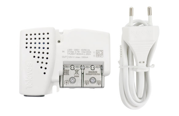 Amplificatore TV Televes PicoKom 1e/2s - 47-694MHz, Guadagno 10/16dB, Con Filtro LTE/5G E Alimentazione 12V