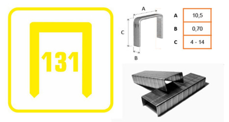 Grapas Claves tipo 131 para grapadora manual. Todos los tamaños disponibles