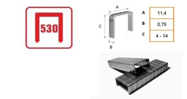 Grapas 530 para grapadora manual para pared, madera