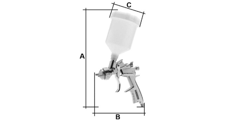 Dimensiones pistola de gravedad neumatica LAR-AF1NSI