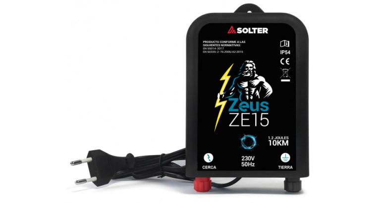 Pastor eléctrico de Solter Zeus ZE15 para cercas de hasta 10 km