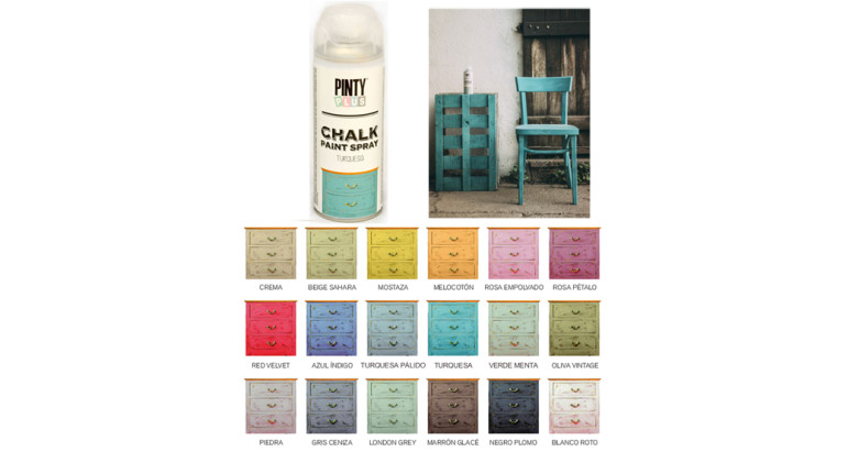 Pintura en spray efecto tiza vintage Pintyplus Chalk azul indigo