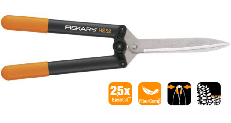 Tijeras cortasetos Fiskars con multiplicador de fuerza HS52