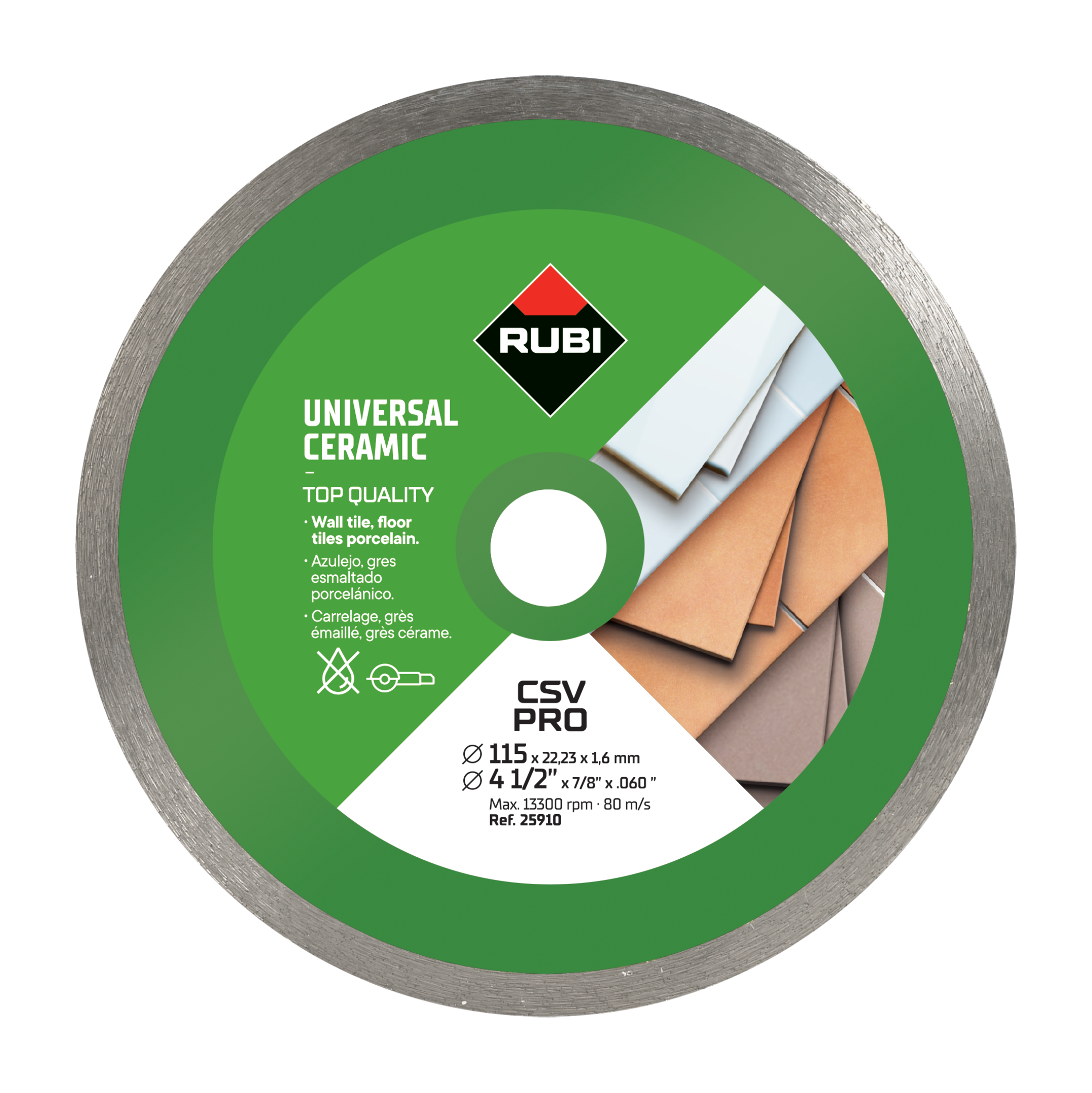 DISCO CORTE PORCELAN. B/CONT 115X22,2 MM DIAM CSV115PRO RUBI 