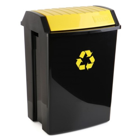 CONTENEDOR RECICLAJE 50 L 40 X 35,5 X 57,5 CM TAPA AMARILL