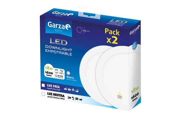 DOWNLIGHT INTER. 18W 26,5X23X25,5CM 1600LM 6500K PACK 2UDS M 