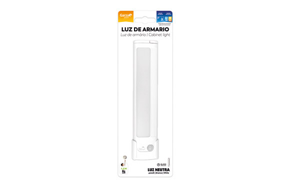 LUZ ARMARIO 30,5X10X29CM 1,5W GARZA ABS BL LUZ ARMARIO 85LM 
