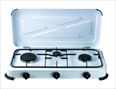 COCINA A GAS 3 FUEGOS PORTATIL CON TAPA 580X330X90 MM 1,4/1,2/0,85 KW