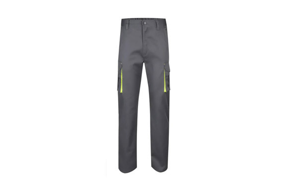 PANTALON STRETCH 240 GR FLUOR MATCH GRIS / AMARILLO TALLA 40