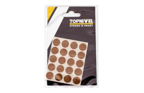 TAPON CUBRETORNILLO ADHESIVO ROBLE OSCURO 20UDS