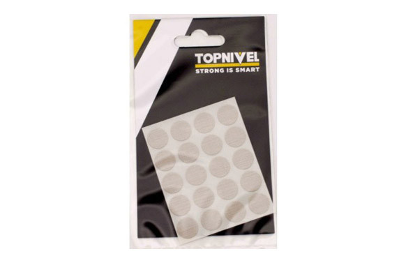 TAPON CUBRETORNILLO ADHESIVO TEXTIL CLARO 20UDS
