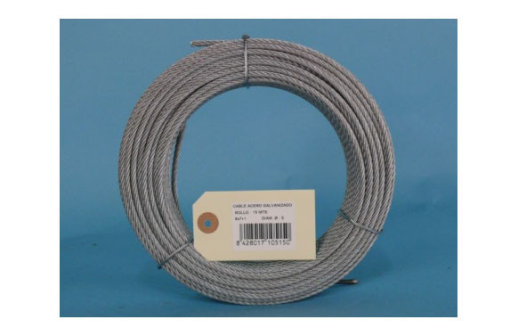 CABLE ACERO GALVANIZADO ROLLO 15 M Ø 5 (6 X 7) +1 ALMA TEXTIL