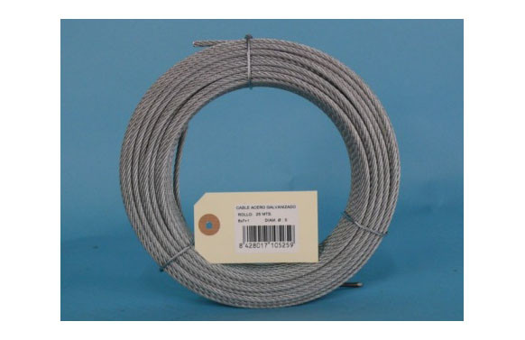 CABLE ACERO GALVANIZADO ROLLO 25 M Ø 5 (6 X 7) +1 ALMA TEXTIL