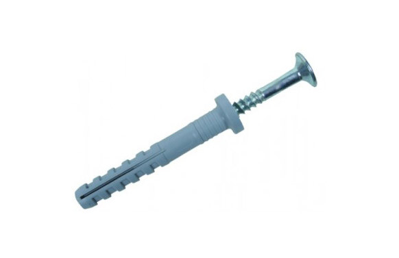 TACO FIJACION CLAVABLE NILON CON TORNILLO CABEZA PLANA 6 X 80 MM 100 UDS