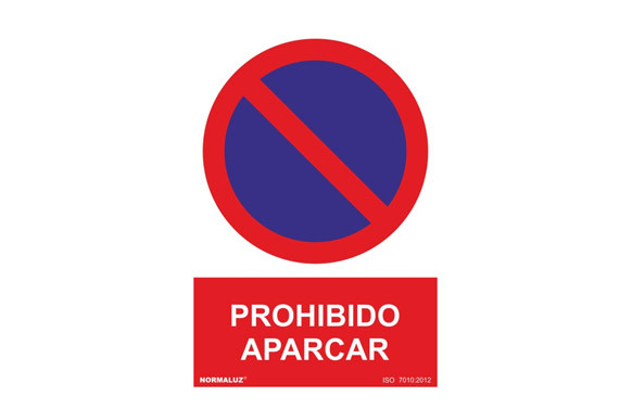 CARTEL SEÑAL 210X300MM PVC PROHIBIDO APARCAR NORMALUZ 