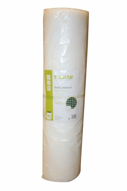 MALLA PLASTICA 5 X 5 MM 310GR/M² 1 X 25 M BLANCO