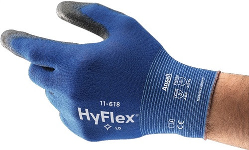 GUANTE MECANICO 09 NYLON P/PU AZ/NEG HYFLEX 11-618 ANSELL 