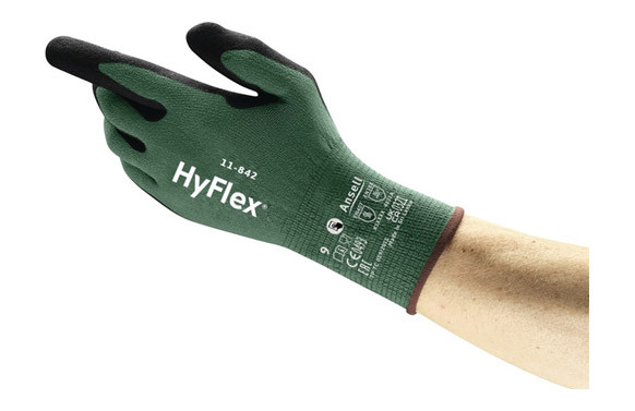 GUANTE NITRILO FORTIX HYFLEX 11-842 NEGRO/VERDE T 10 ANSELL 