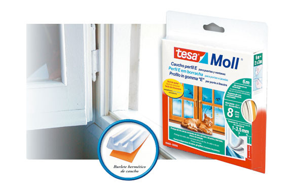 TESAMOLL CAUCHO PERFIL E 6M X 9MM BLANCO