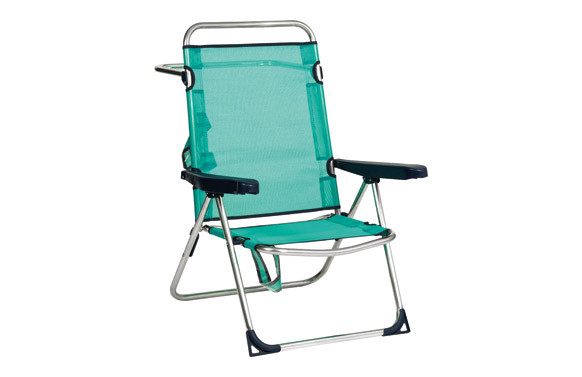 SILLA PLAYA CON ASA MULTIPOSICION PATA TRASERA PLEGABLE ALUMINIO FIBRELINE AZUL