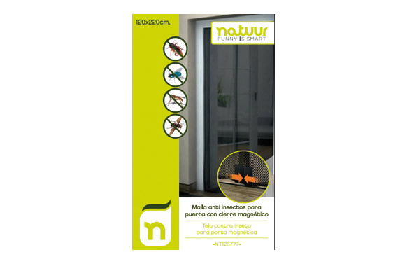 MOSQUITERA PARA PUERTA CIERRE MAGNETICO 120 X 220 CM NEGRA