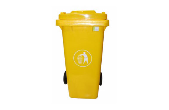 CONTENEDOR BASURA CON RUEDAS Y TAPA AMARILLO-120 LT