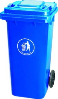CONTENEDOR BASURA CON RUEDAS Y TAPA AZUL-240 LT