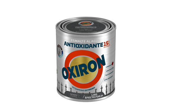 ESMALTE ANTIOXIDANTE AGUA OXIRON LISO EFECTO FORJA 750 ML GRIS ACERO