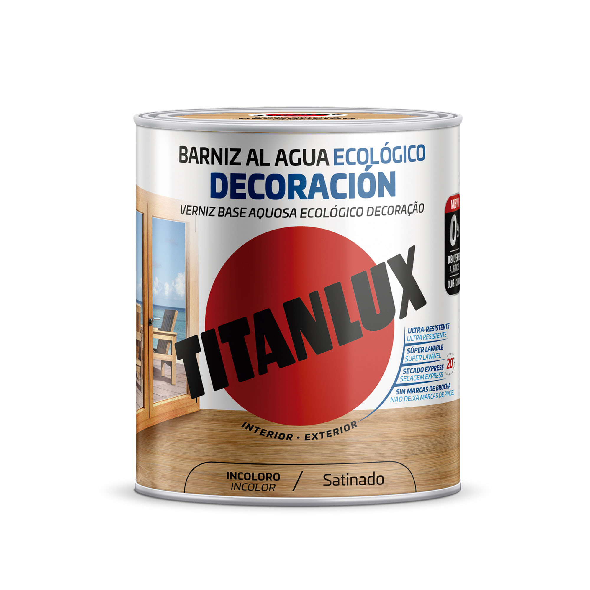 BARNIZ AL AGUA ECOLOGICO DECORACION SATINADO 2,5 L INCOLORO