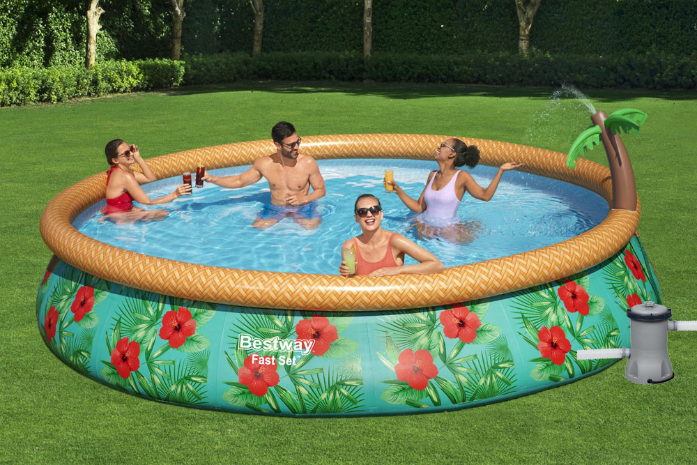 PISCINA REDONDA AUTOPORTANTE 7.340 L CON DEPURADORA TIPO II Ø 457 X 84 CM DECORADA