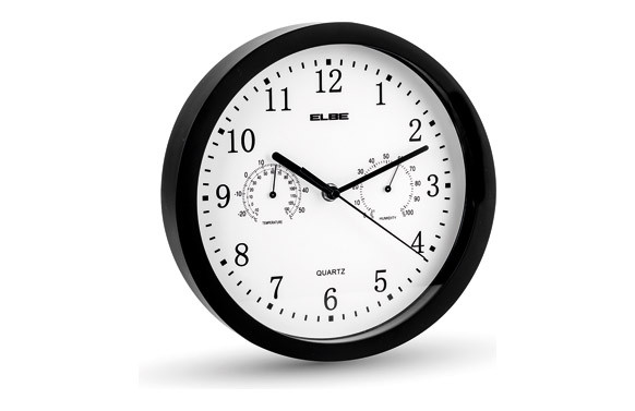 RELOJ PARED HIGRÓMETRO TERMÓMETRO 25CM DIAMETRO RP-1005-N EL 