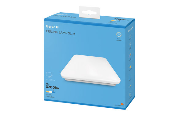 PLAFON CUADRADO 36W 3200LM 6500K 48X48X8 CM ABS BLANCO 