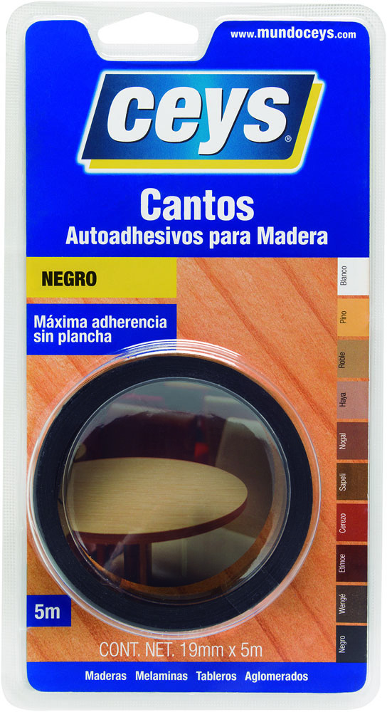 CANTO ADHESIVO PARA MADERA 5 M X 19 MM NEGRO