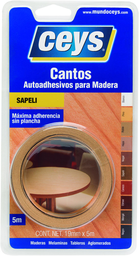 CANTO ADHESIVO PARA MADERA 5 M X 19 MM SAPELI