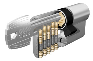 CILINDRO TE5 LEVA LARGA 50-50 LATON, 3 LLAVES