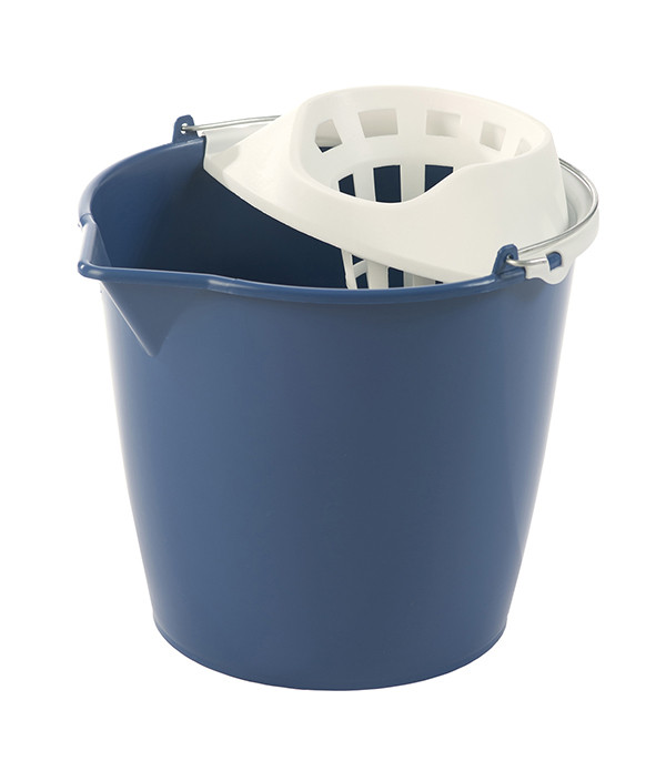 CUBO CON ESCURRIDOR 13 L ASA METALICA IMPACTO AZUL FUERTE
