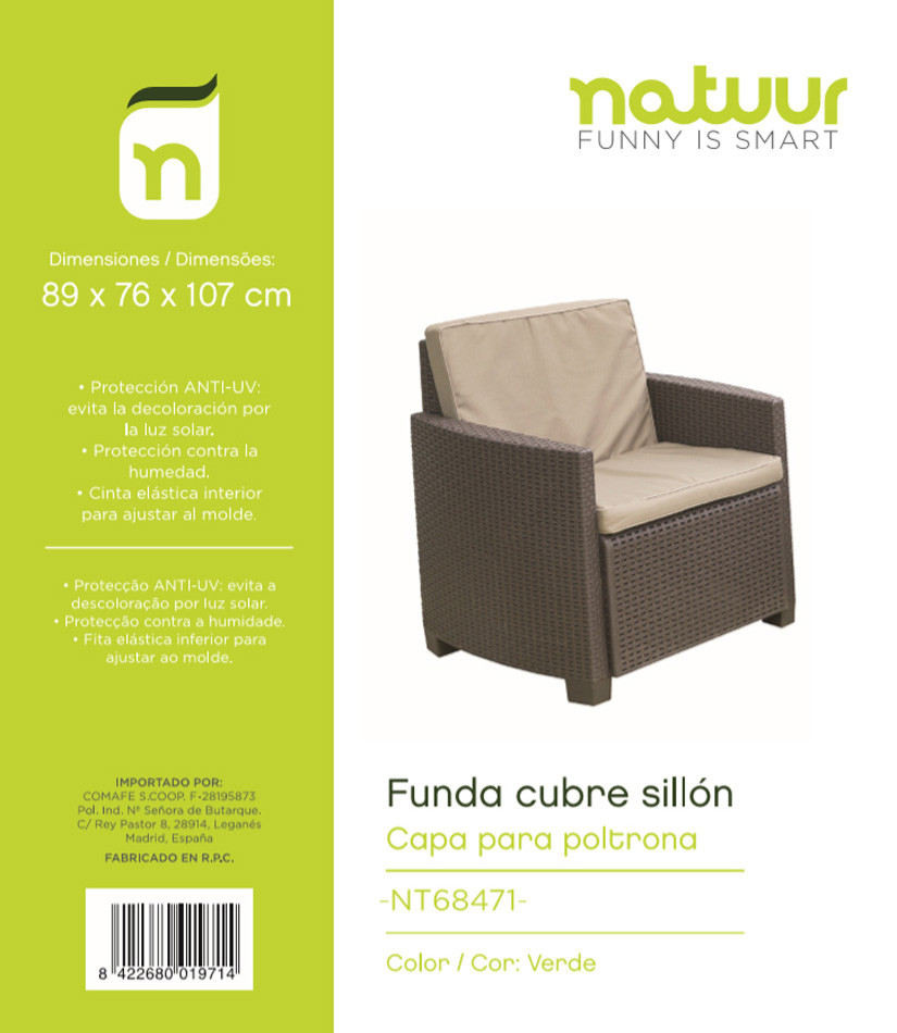 FUNDA PROT 89X76X107CM SILLON NATUUR PVC VERDE NT68471 