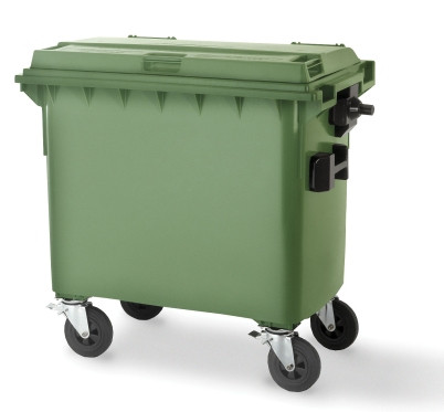 CONTENEDOR BASURA CON RUEDAS Y TAPA W-WEBER 800L-VERDE