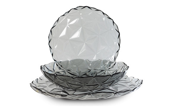 VAJILLA 18 PZS CRISTAL GRIS ESTRELLA