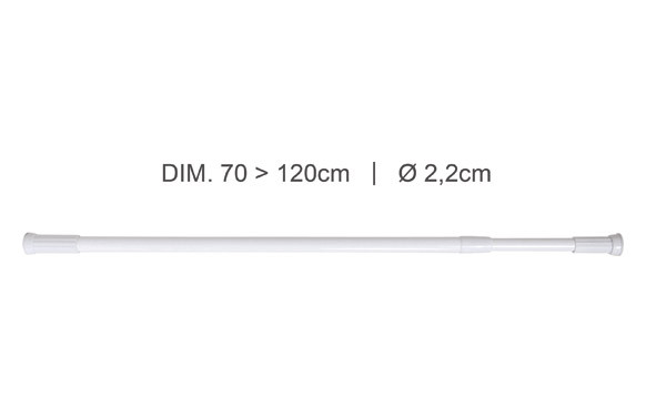 BARRA DUCHA EXTENSIBLE CORTINA BAÑO INOX 70 A 120 CM