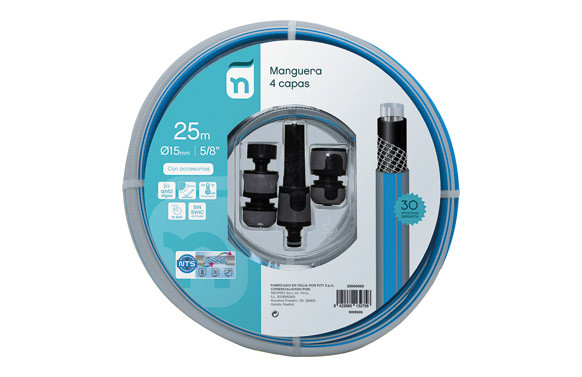 MANGUERA 4 CAPAS NTS BY FITT CON ACCESORIOS Ø 15 MM 25 M