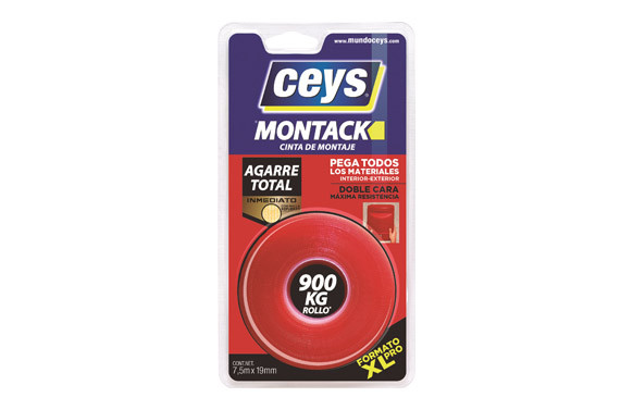 CINTA DOBLE CARA MONTACK AGARRE TOTAL 19 MM X 7,5 M