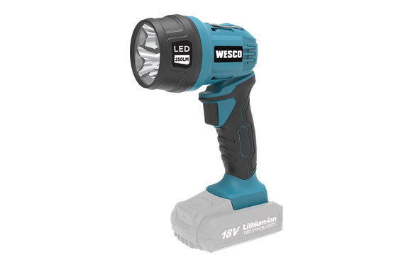 LINTERNA PROFESIONAL 250LM PARA BATERÍA 18V CABEZAL PIVOTANTE 8 POSICIONES HASTA 90º