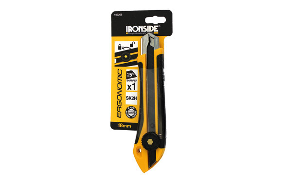 CUTTER 18 MM EN ABS CON RUEDA DE BLOQUEO AUTOBLOCANTE, HOJA: SK2H