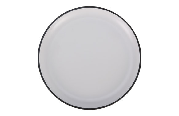 PLATO MELAMINA BLANCO VIVO NEGRO POSTRE- 21 CM