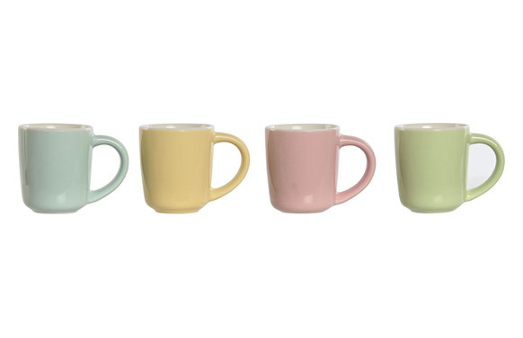TAZA CAFE PORCELANA COLORES PASTEL SET 4DS 9 CL SURTIDO