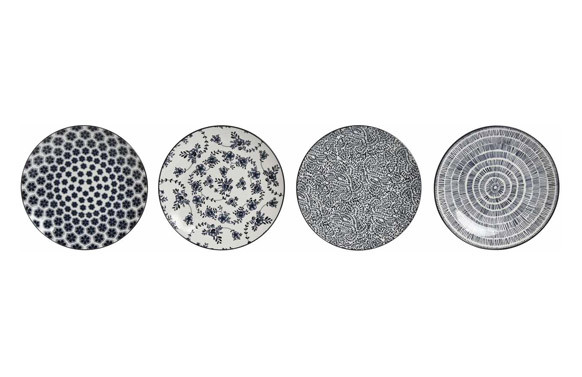 PLATO PORCELANA DECORADO SET 4 UDS POSTRE 19 CM