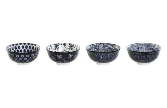 BOL PORCELANA DECORADO AZUL SET 4 UDS Ø 11,5 CM