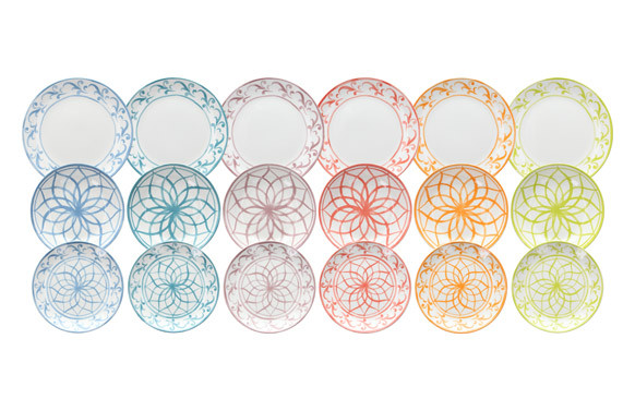 VAJILLA PORCELANA DECORADA 18 PZS LISBOA - COLORES MIX
