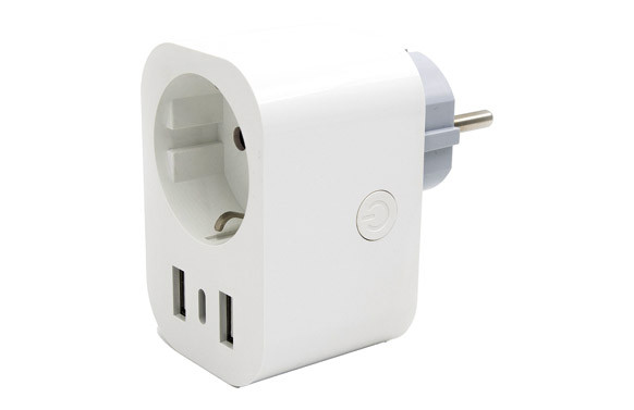 ENCHUFE WIFI INTEL. C/MEDIDOR DE CONSUMO + 2 USB A 16A 3680V